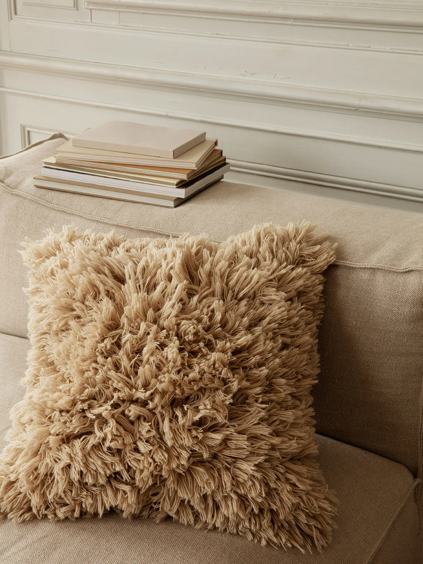 Meadow High Pile kudde 50x50 cm, Light Sand Ferm Living