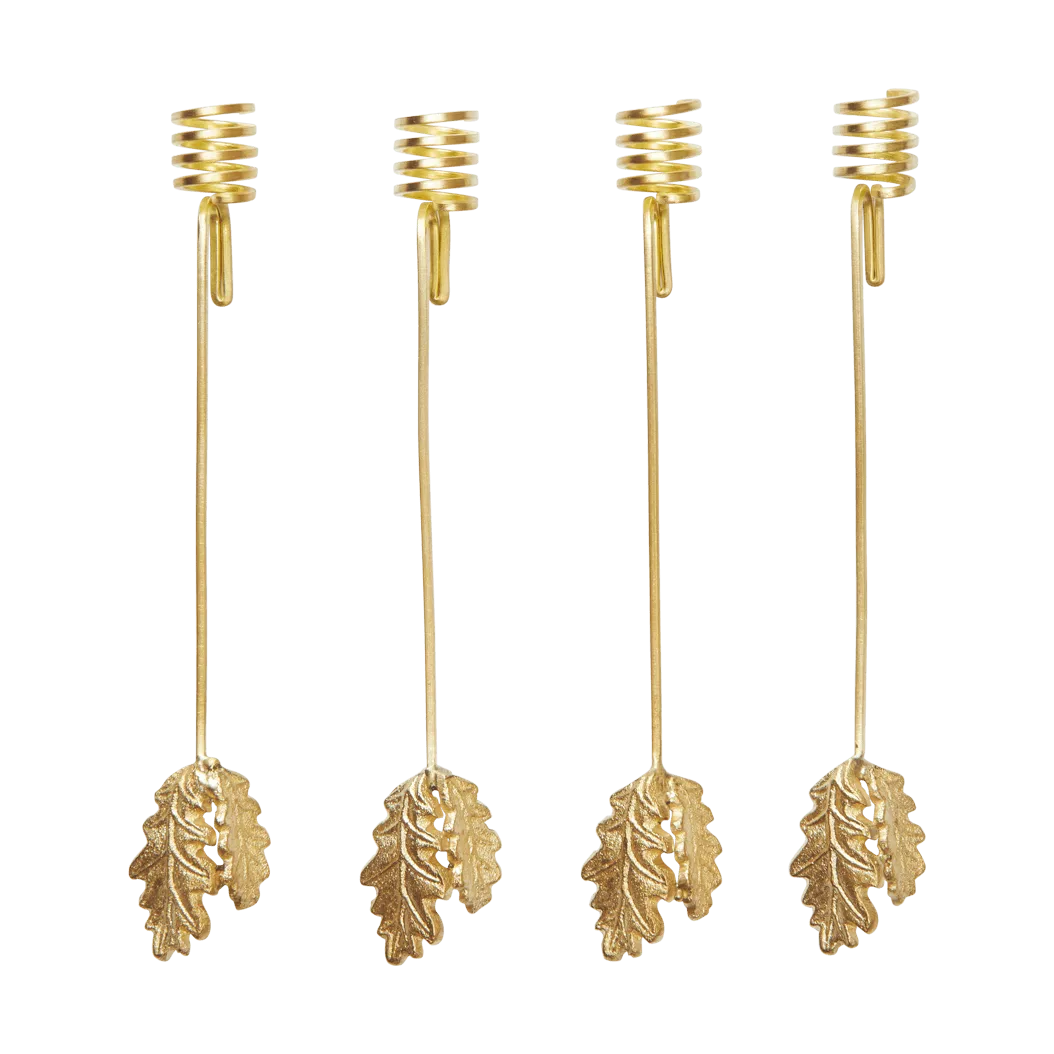 Oak leaf christmas tree ljusstake 4-pack, Brass Ferm Living