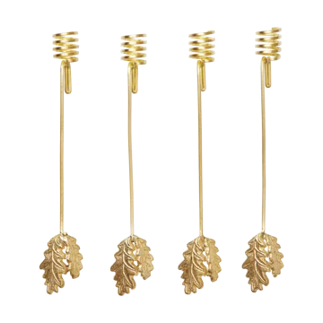 Oak leaf christmas tree ljusstake 4-pack - Brass - Ferm Living
