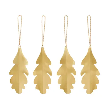 Oak leaf dekorationshängen 13,5 cm 4 pack - Brass - Ferm Living