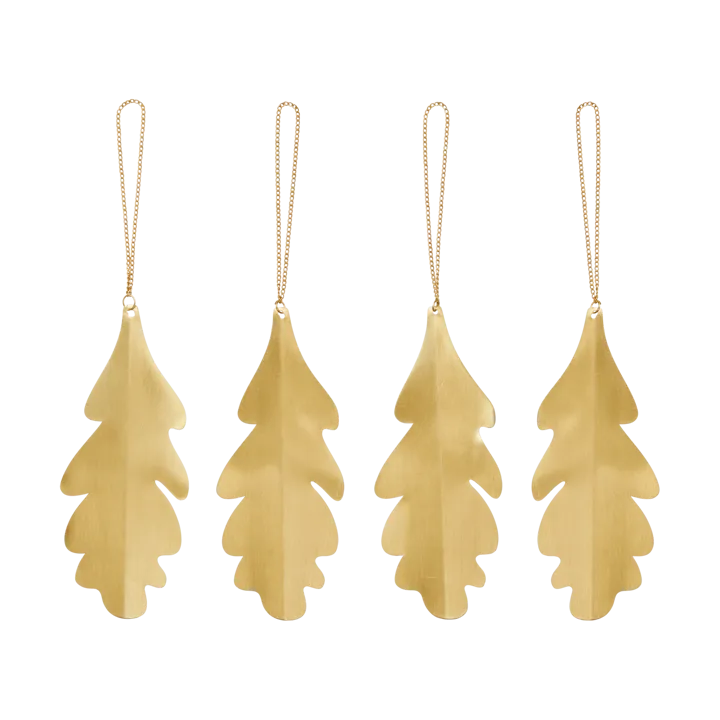 Oak leaf dekorationshängen 13,5 cm 4 pack - Brass - Ferm Living