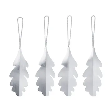Oak leaf dekorationshängen 13,5 cm 4 pack - Silver - Ferm Living