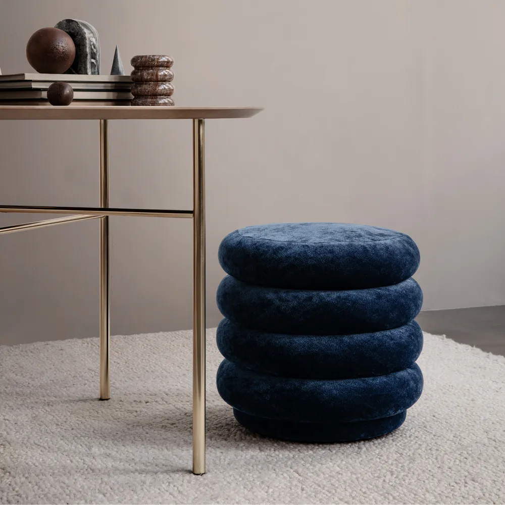 Pouf Round sittpuff, tyg faded velvet 26 beige Ferm Living