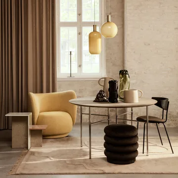 Pouf Round sittpuff - tyg faded velvet 26 beige - Ferm Living
