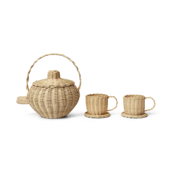 Rattan teservis 3 delar - Natural - Ferm Living