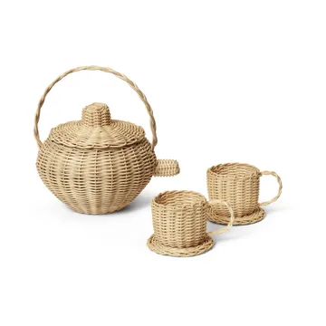 Rattan teservis 3 delar - Natural - Ferm Living