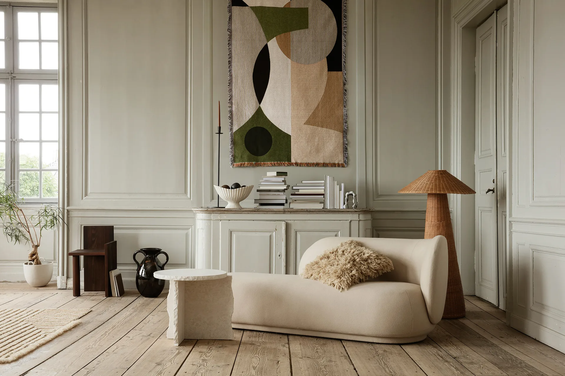 Rico divan schäslong höger, Brushed offwhite Ferm Living