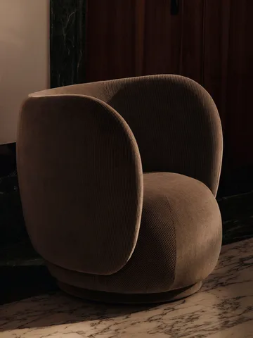 Rico lounge chair fåtölj swivel - Devoré velvet-Flint grey - Ferm Living