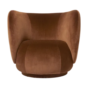 Rico lounge chair fåtölj swivel - Devoré velvet-Rust - Ferm Living