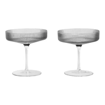 Ripple champagneglas 2-pack - Smoked grey - Ferm Living