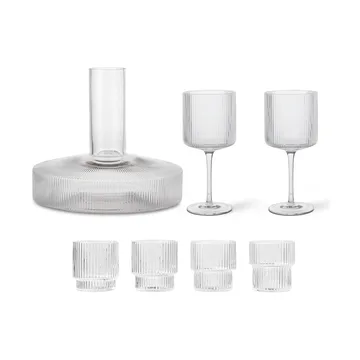 Ripple karaff och glasset 17 delar - Klar - Ferm Living