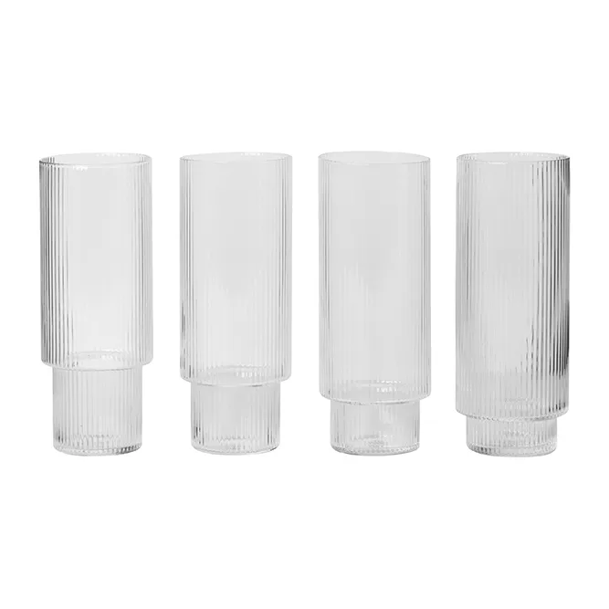 Ripple long drink glas 4-pack - klar - Ferm Living