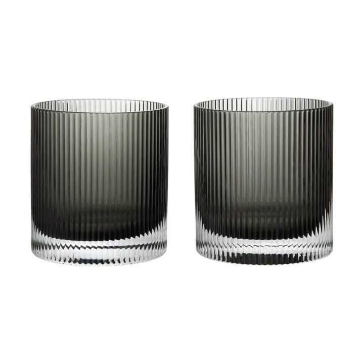 Ripple tumbler glas 25 cl 2-pack - Smoked Grey - Ferm Living