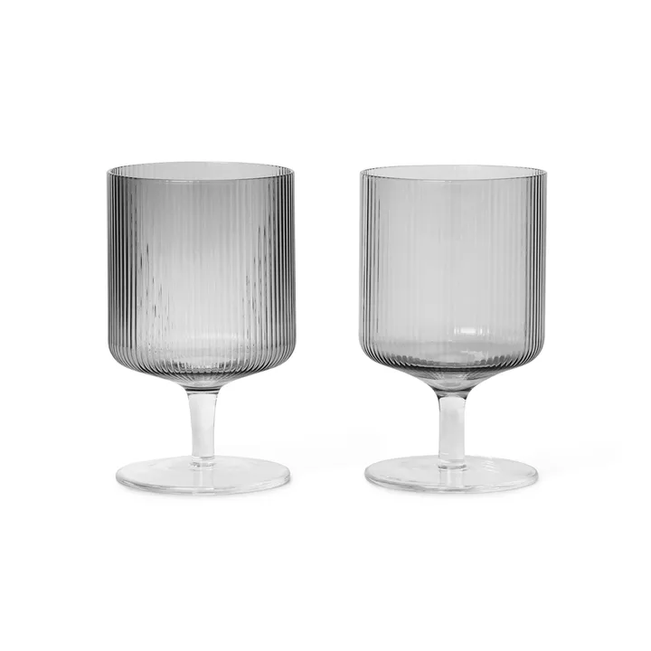 Ripple vinglas 2-pack - Smoked grey - Ferm Living