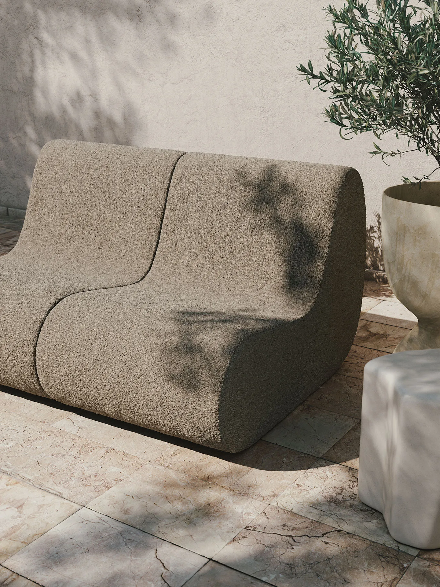 Rouli center module pure bouclé modulsoffa, Sand Ferm Living