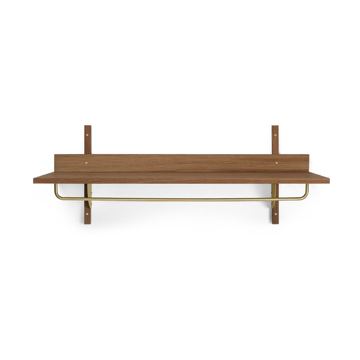Sector hylla med stång 37x87 cm, Smoked Oak, brass Ferm Living