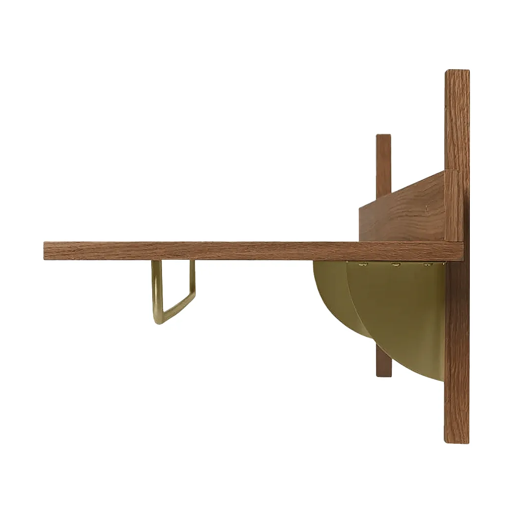 Sector hylla med stång 37x87 cm, Smoked Oak, brass Ferm Living