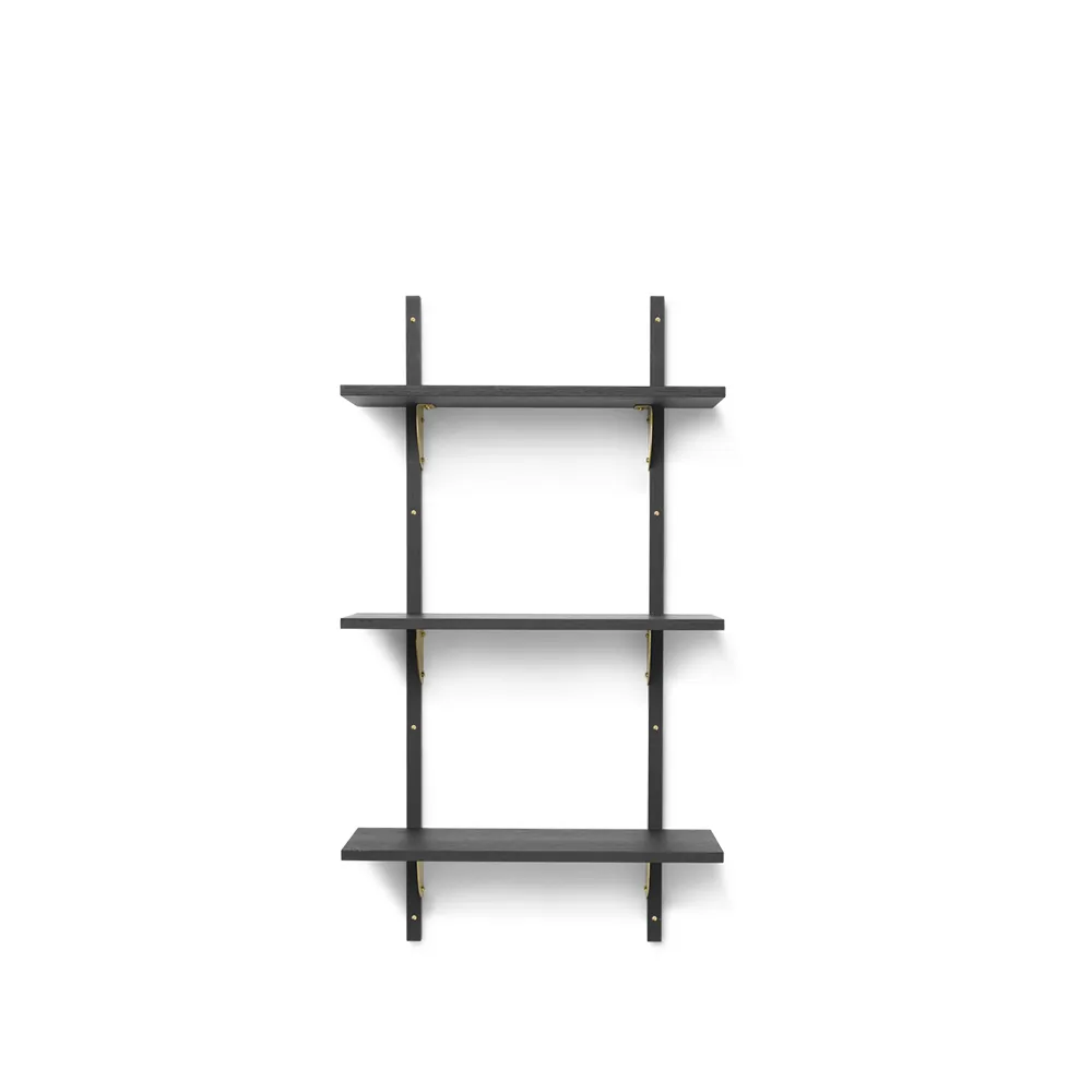 Sector hylla triple narrow, ash dark stained, s/l, mässing Ferm Living
