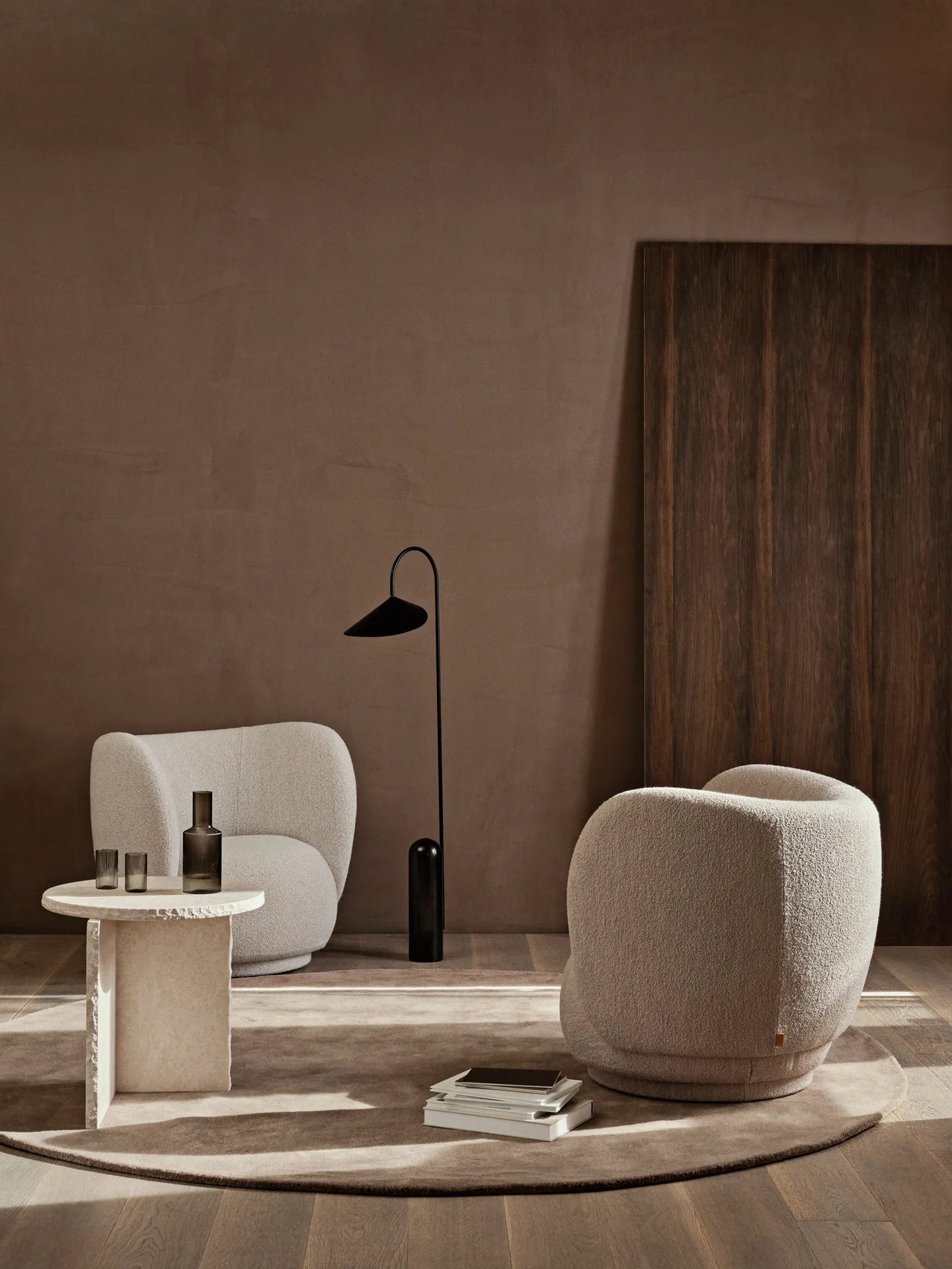 Stille tuftad matta rund, Ash Brown Ø240 cm Ferm Living