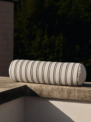 Twill bolster cylinderkudde - Off-white-black - Ferm Living