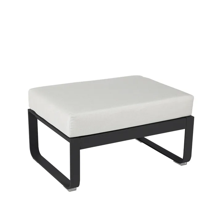 Bellevie 1-sits fotpall - Anthracite (grå), off-white dyna - Fermob