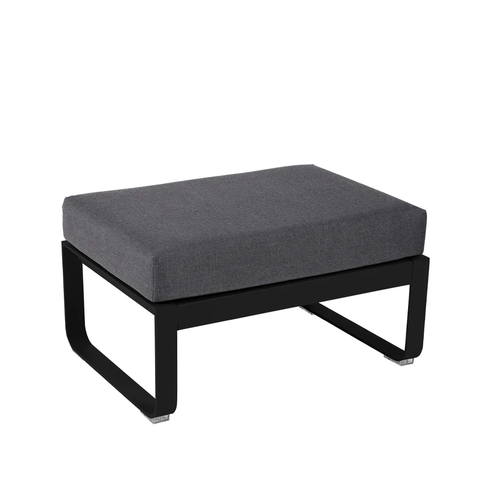 Bellevie 1-sits fotpall, Liquorice (svart), graphite grey dyna Fermob
