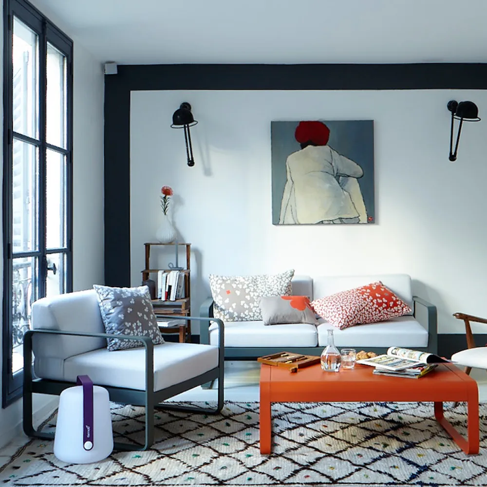 Bellevie 2-sits soffa, Anthracite (grå)-off-white dyna Fermob