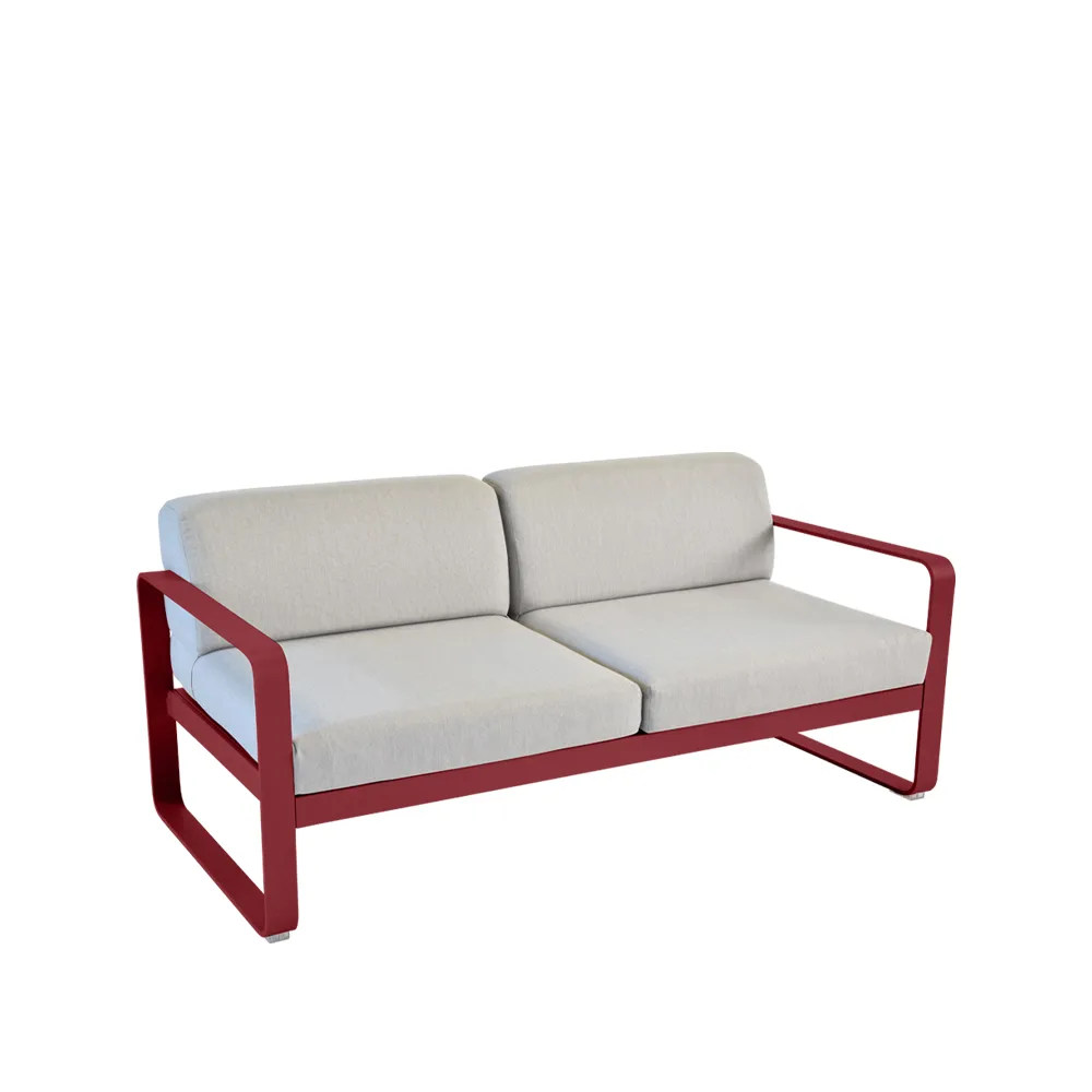 Bellevie 2-sits soffa, Chili (röd), flannel grey dyna Fermob