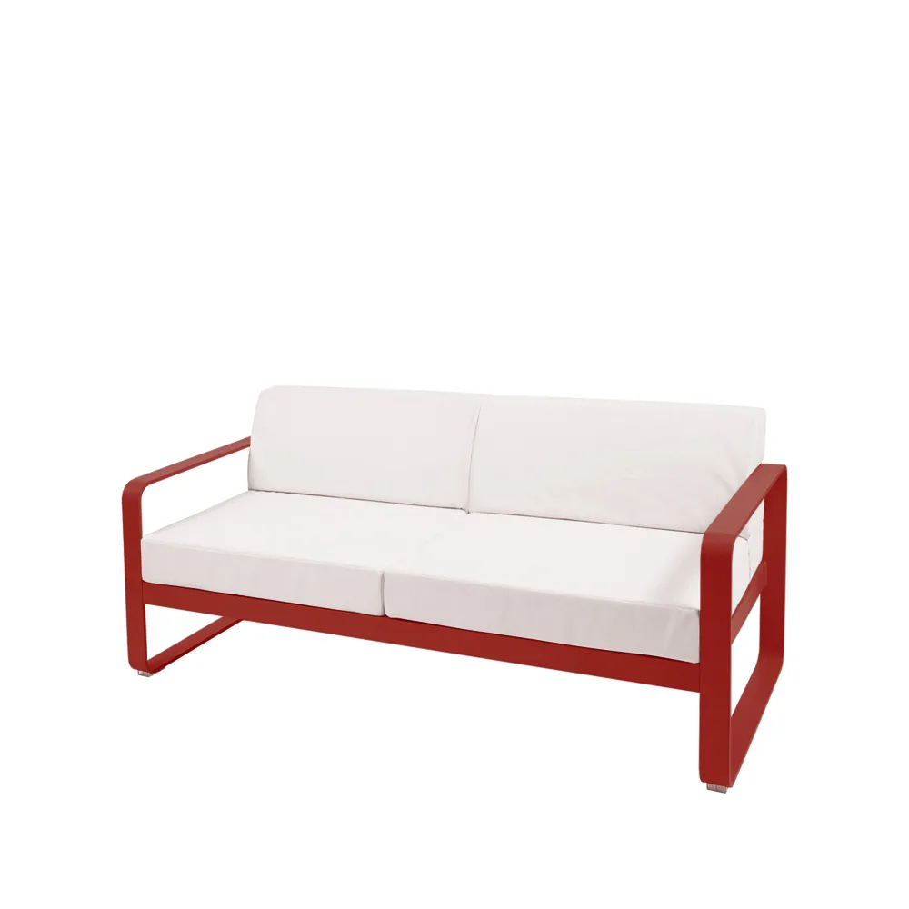 Bellevie 2-sits soffa, Chili (röd), off-white dyna Fermob