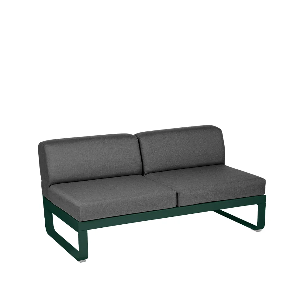 Bellevie Central modulsoffa, 2-sits Cedar green (grön), graphite grey dyna Fermob