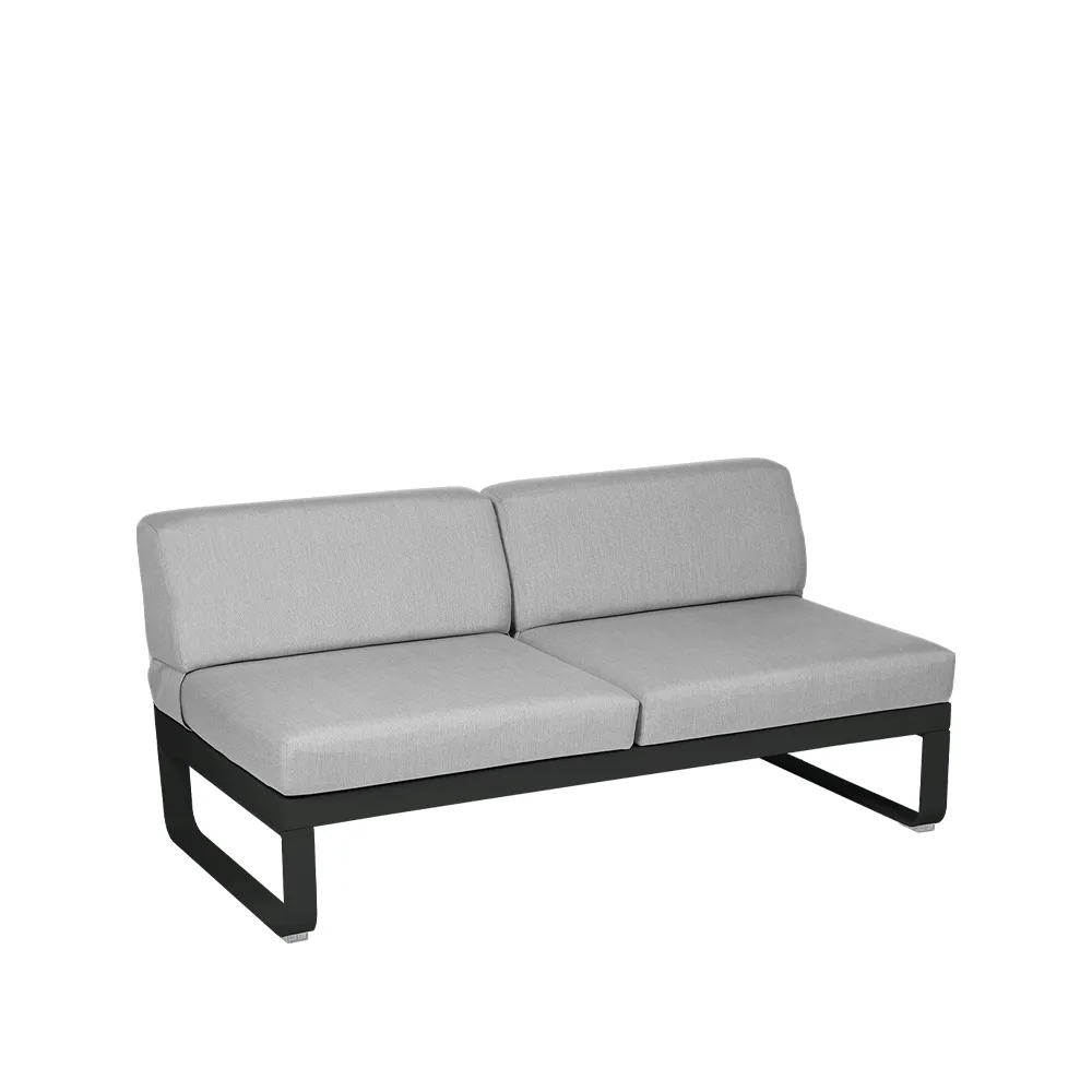 Bellevie Central modulsoffa, 2-sits Liquorice (svart), flannel grey dyna Fermob