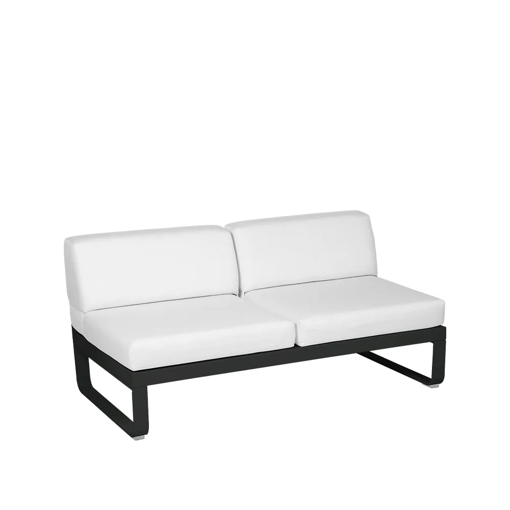 Bellevie Central modulsoffa, 2-sits Liquorice (svart), off-white dyna Fermob