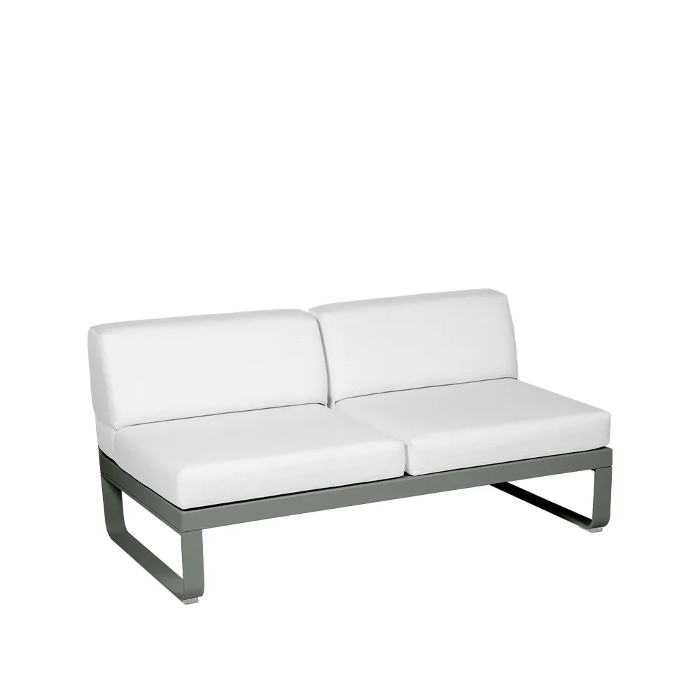 Bellevie Central modulsoffa, 2-sits Rosemary (grön)-off-white dyna Fermob