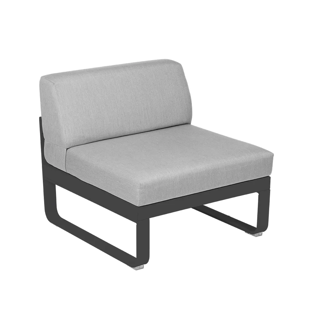 Bellevie Central modulsoffa, Anthracite (grå), flannel grey dyna, 1-sits Fermob