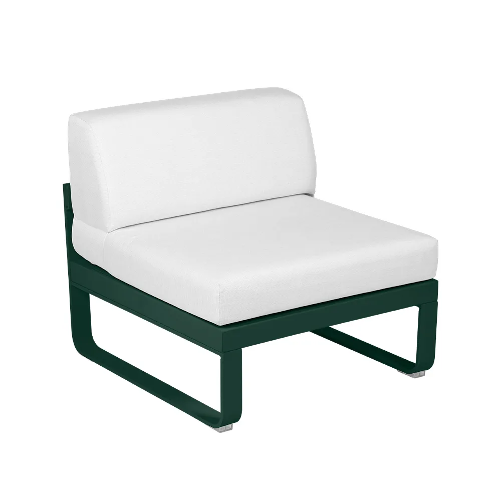Bellevie Central modulsoffa, Cedar green (grön), off-white dyna, 1-sits Fermob