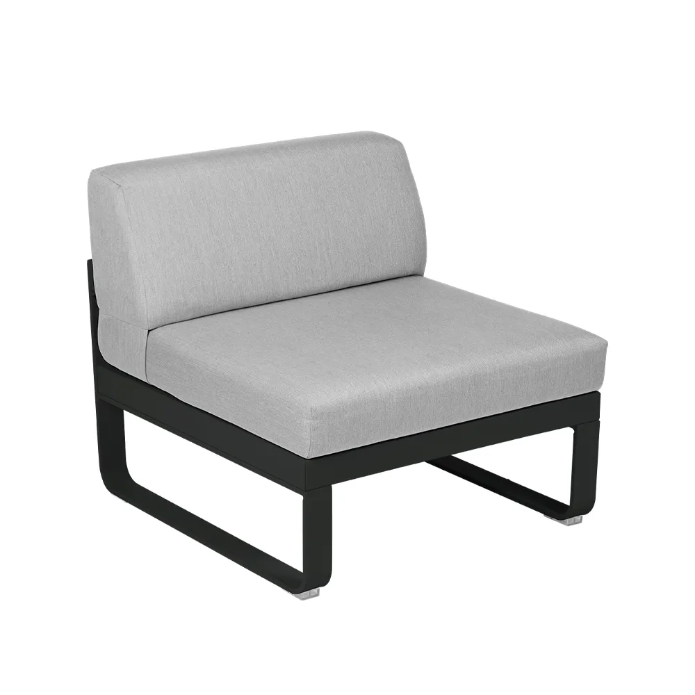 Bellevie Central modulsoffa, Liquorice (svart), flannel grey dyna, 1-sits Fermob