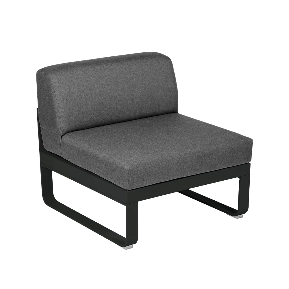 Bellevie Central modulsoffa, Liquorice (svart), graphite grey dyna, 1-sits Fermob