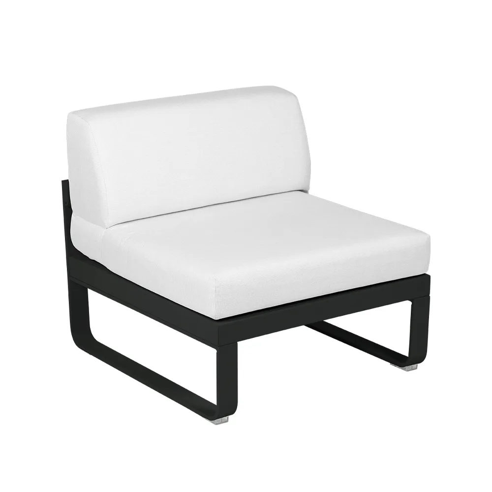 Bellevie Central modulsoffa, Liquorice (svart), off-white dyna, 1-sits Fermob