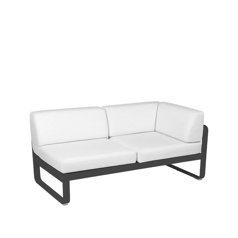 Bellevie Corner modulsoffa, 2-sits Anthracite (grå), offwhite dyna, höger Fermob