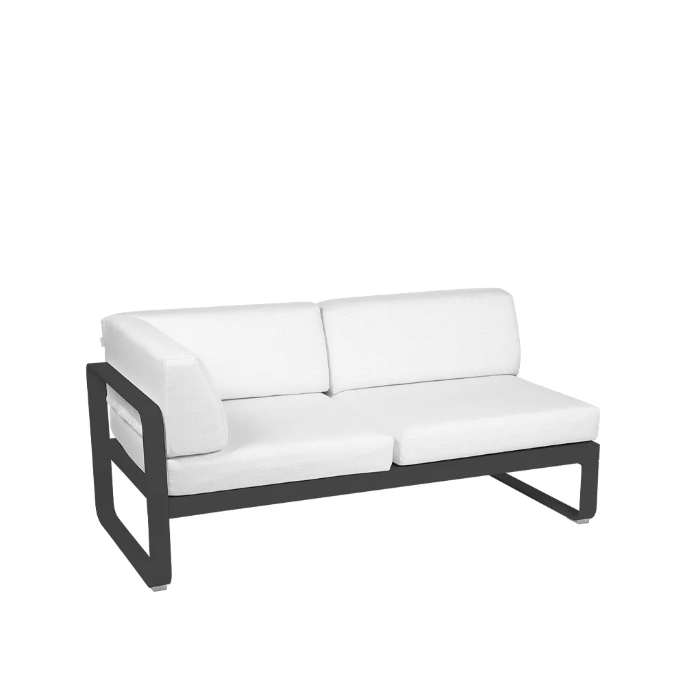 Bellevie Corner modulsoffa, 2-sits Anthracite (grå), offwhite dyna, vänster Fermob
