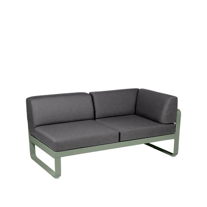Bellevie Corner modulsoffa - 2-sits Cactus (grön), graphite grey dyna, höger - Fermob