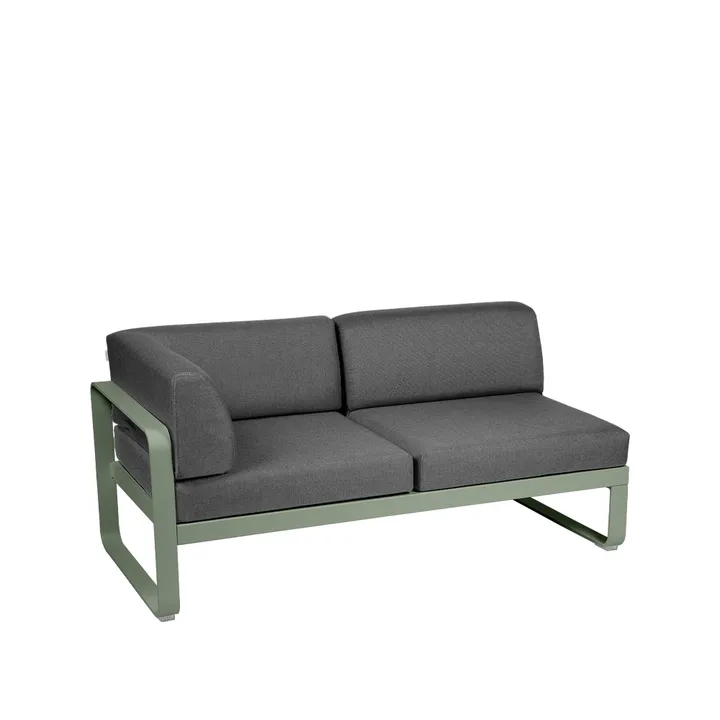 Bellevie Corner modulsoffa - 2-sits Cactus (grön), graphite grey dyna, vänster - Fermob