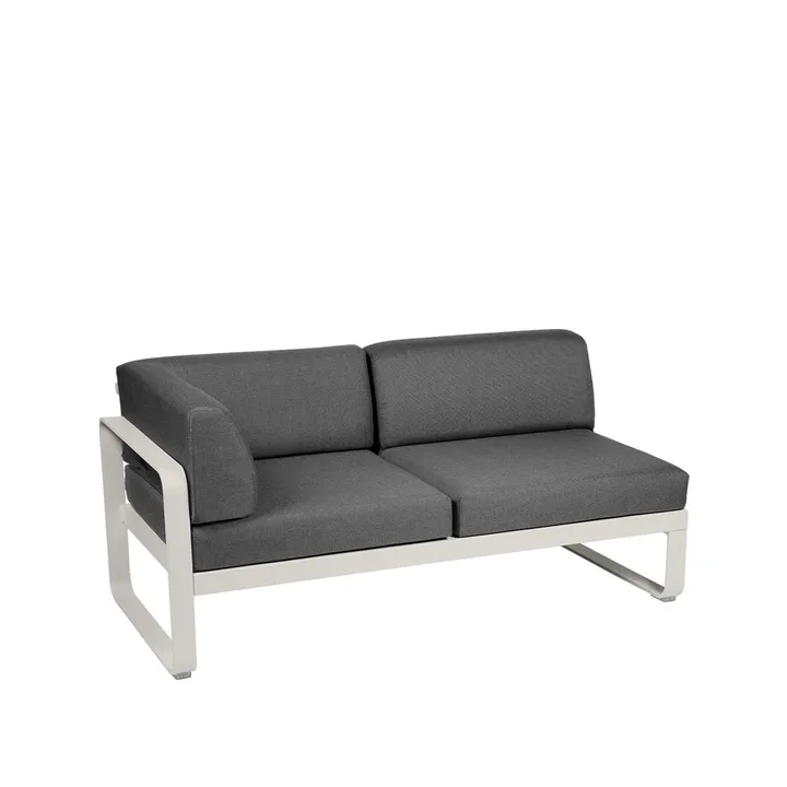 Bellevie Corner modulsoffa - 2-sits Clay grey (grå), graphite grey dyna, vänster - Fermob