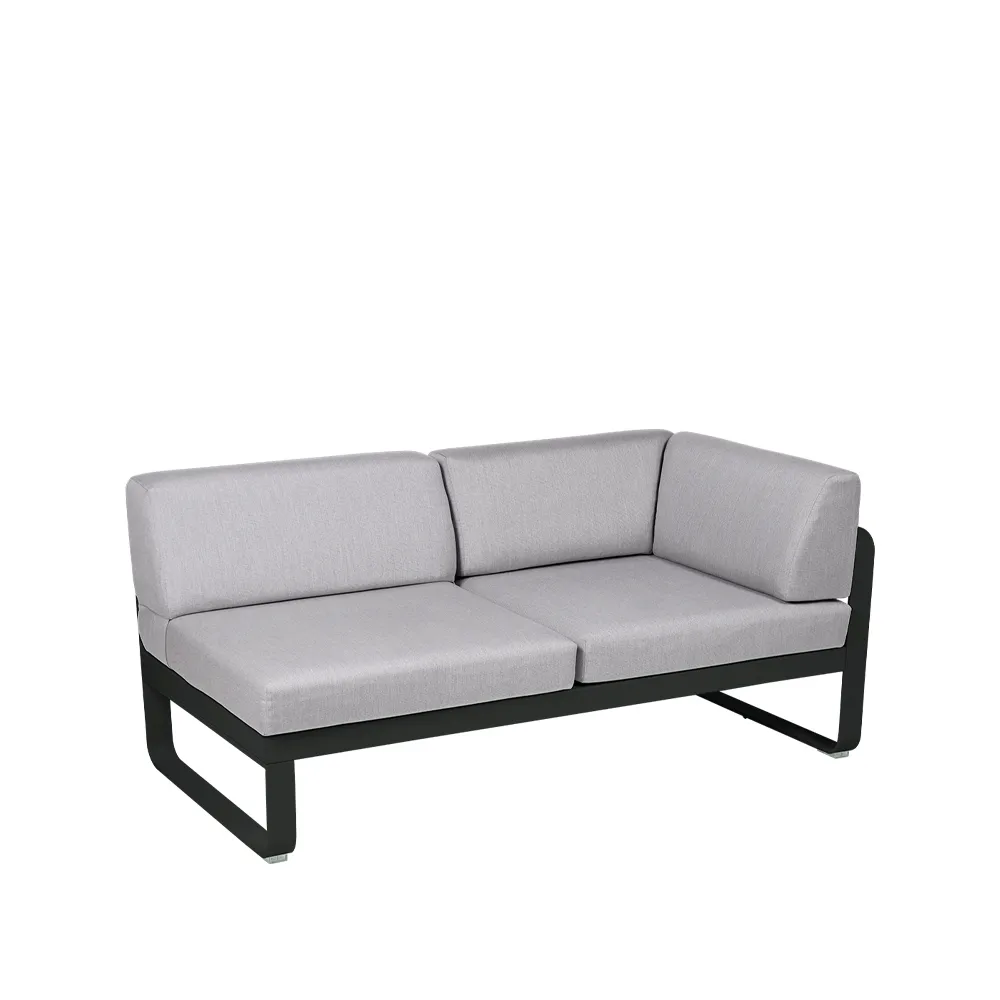 Bellevie Corner modulsoffa, 2-sits Liquorice (svart), flannel grey dyna, höger Fermob