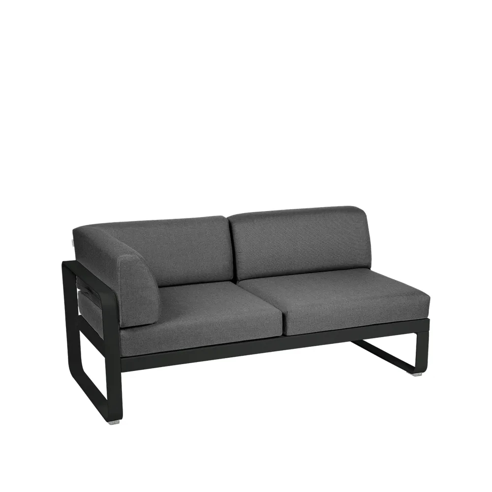 Bellevie Corner modulsoffa, 2-sits Liquorice (svart), graphite grey dyna, vänster Fermob