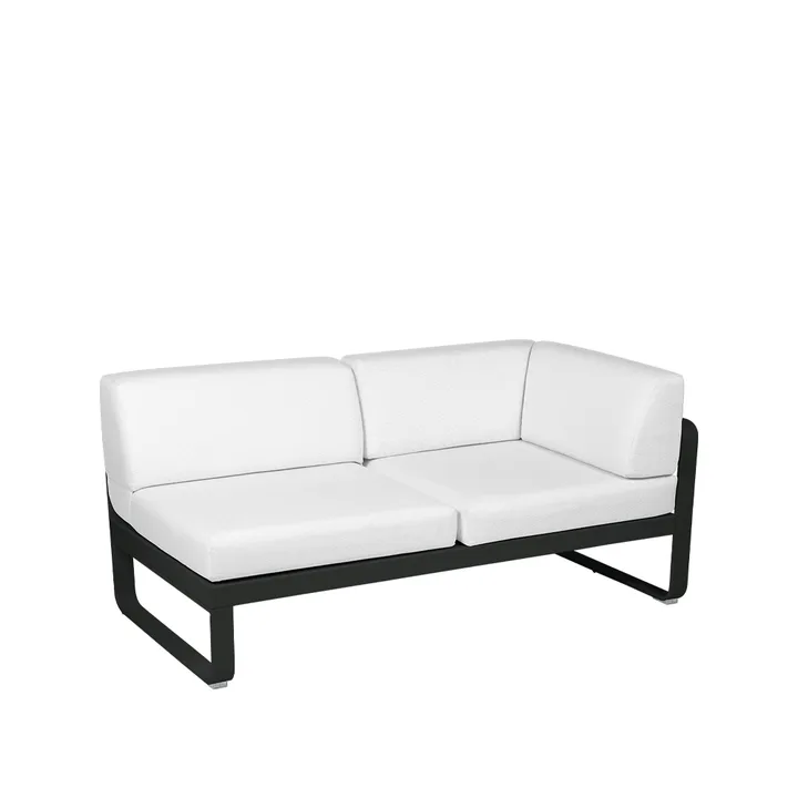 Bellevie Corner modulsoffa - 2-sits Liquorice (svart), offwhite dyna, höger - Fermob