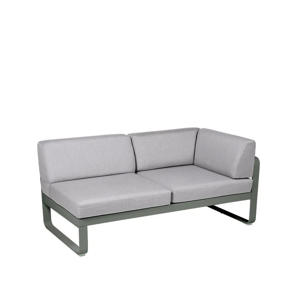 Bellevie Corner modulsoffa, 2-sits Rosemary (grön), flannel grey dyna, höger Fermob