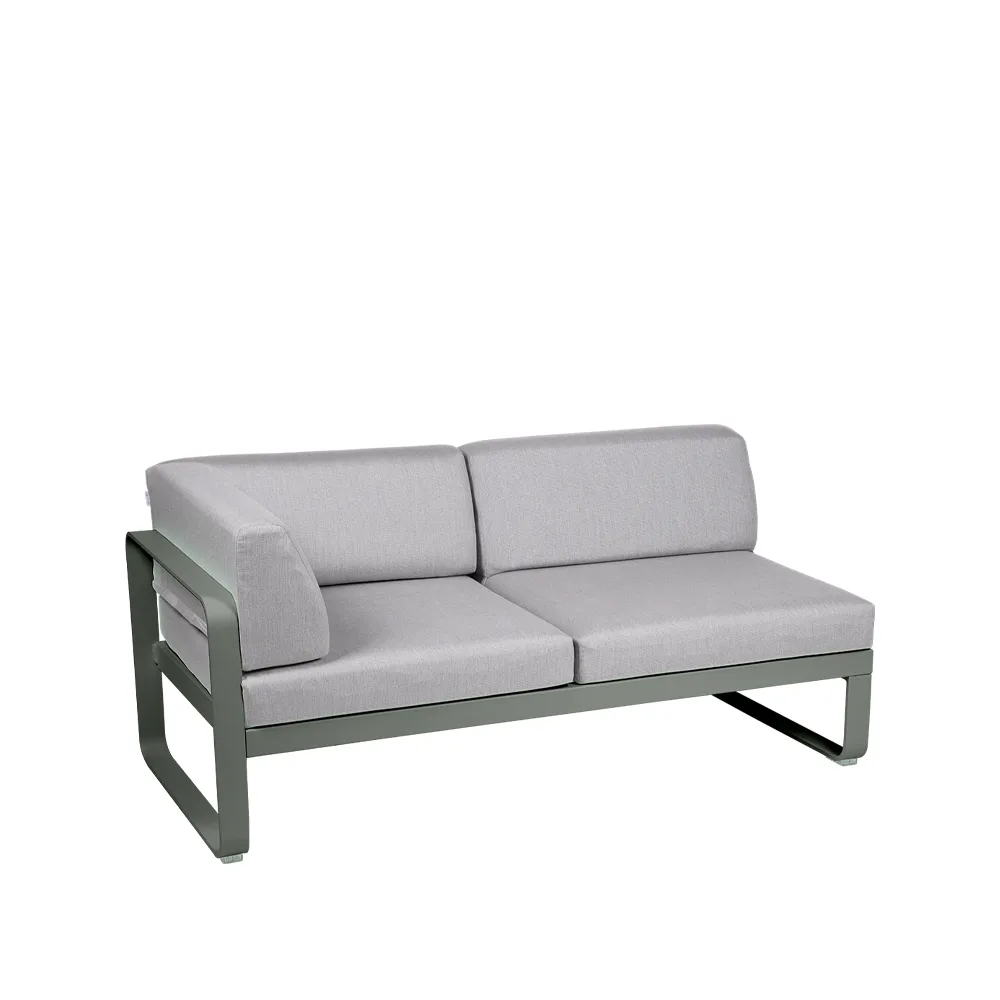 Bellevie Corner modulsoffa, 2-sits Rosemary (grön), flannel grey dyna, vänster Fermob