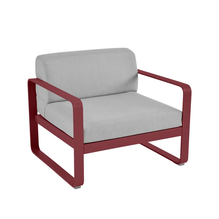 Bellevie fåtölj - Chili (röd), flannel grey dyna - Fermob
