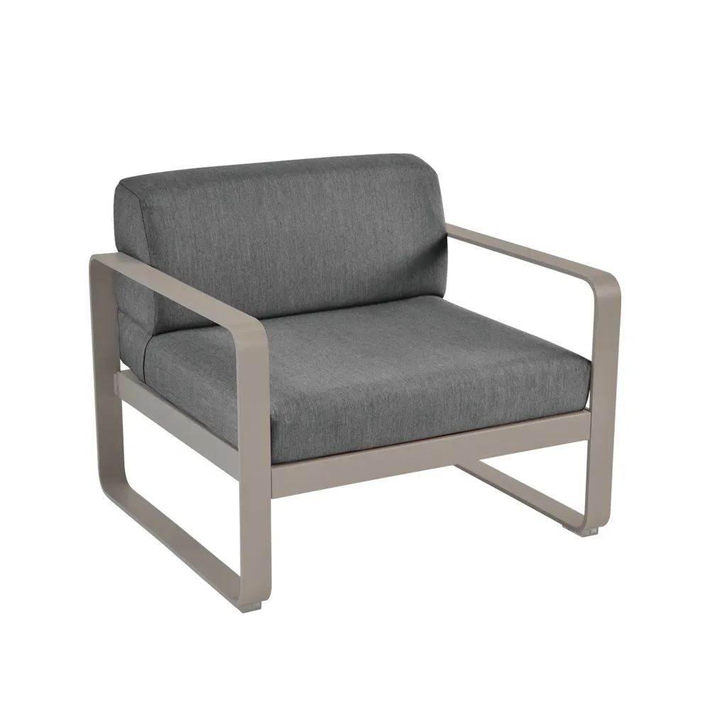 Bellevie fåtölj, Nutmeg (beige), graphite grey dyna Fermob